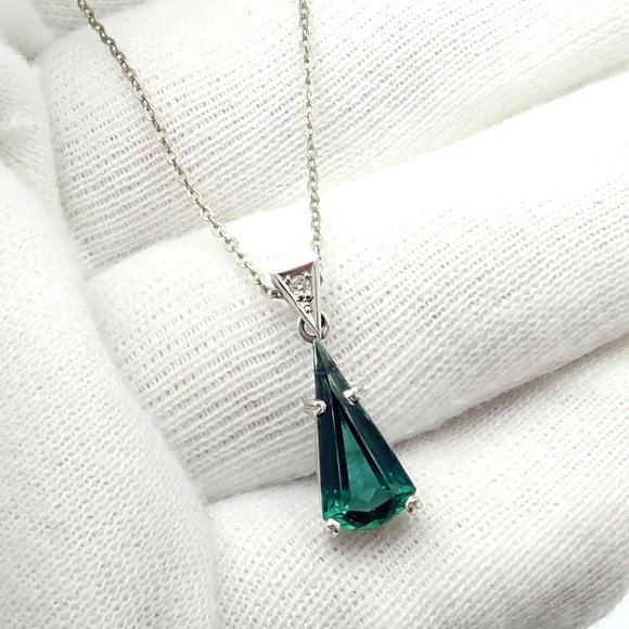 Rare! Authentic H. Stern 18k White Gold Diamond Blue Green Tourmaline Necklace - Picture 8 of 9